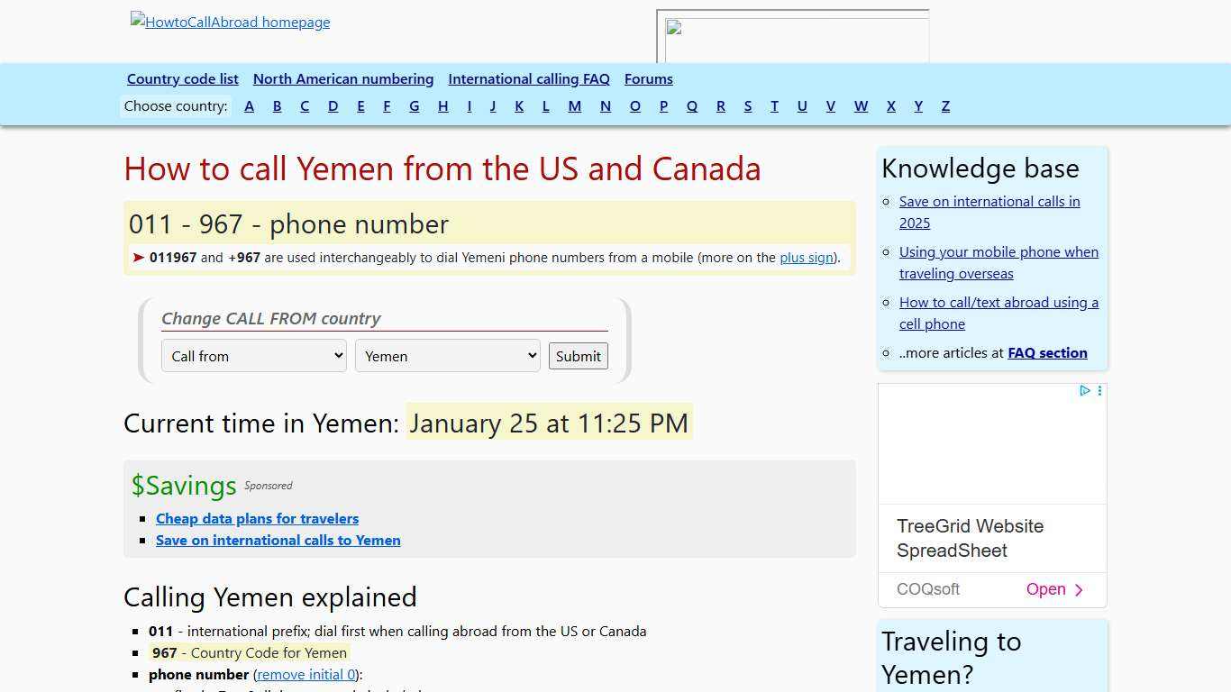 How to call Yemen: country code, area codes, number examples